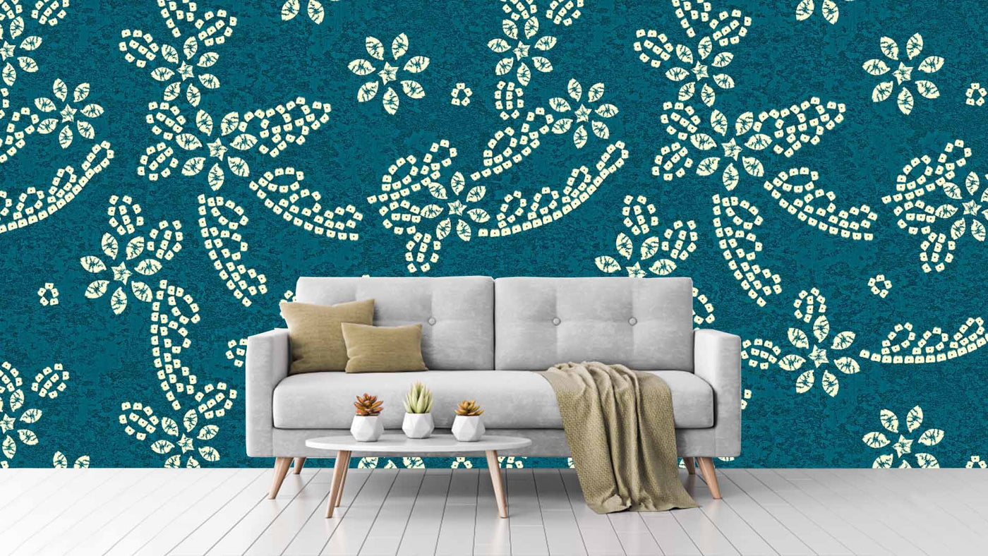 Blue White Random Pattern Wallpaper