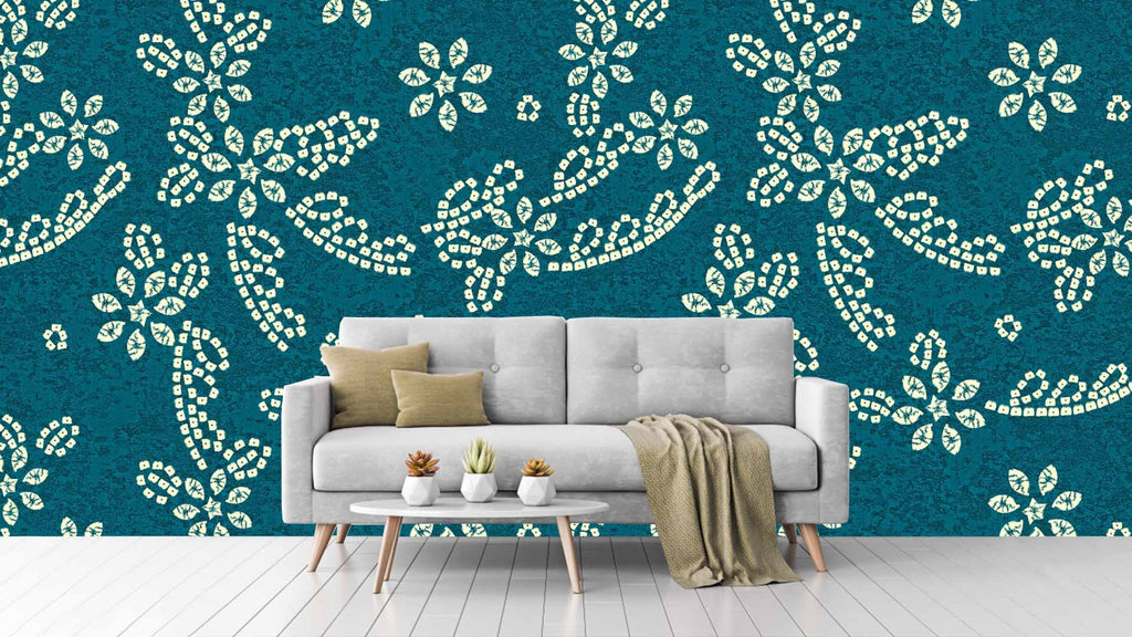 Blue White Random Pattern Wallpaper – Myindianthings