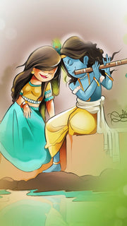 Beautiful Krishna And Radha Self Adhesive Sticker For Door