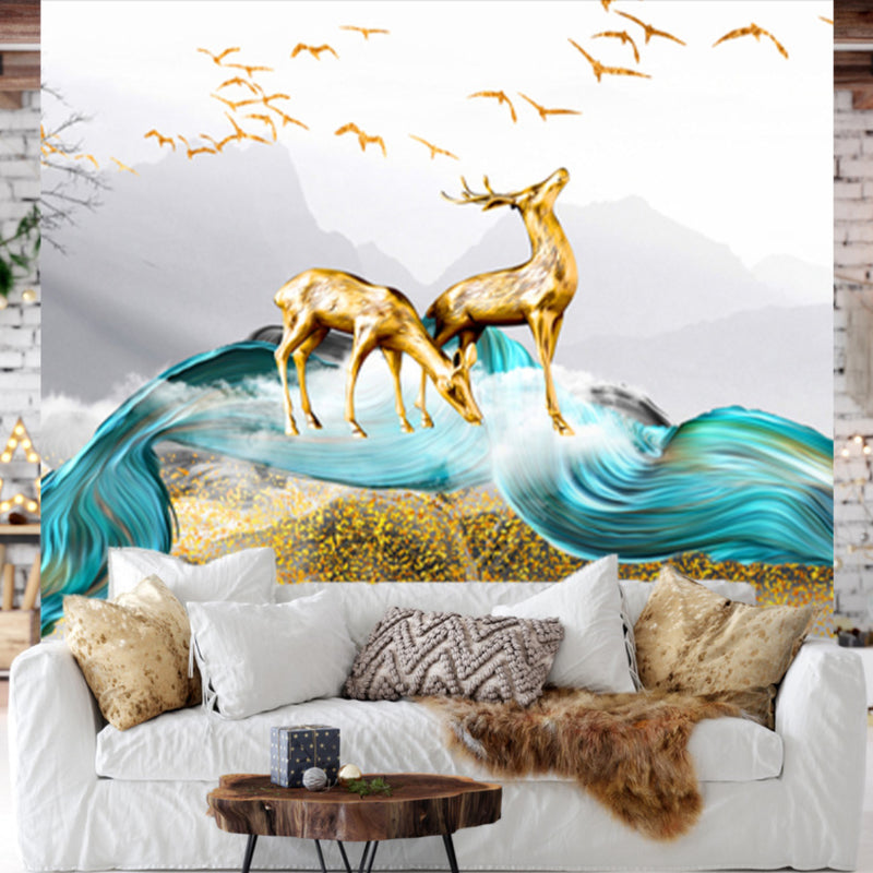 Golden 3D Deer Customize Wallpaper