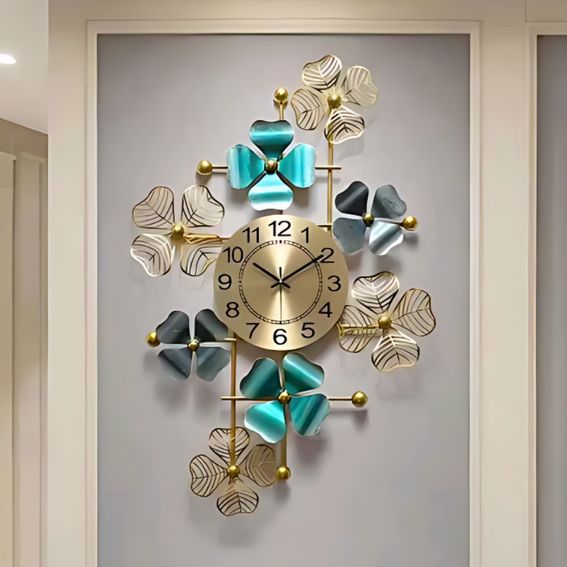 Abstract Cyan Wall Clock