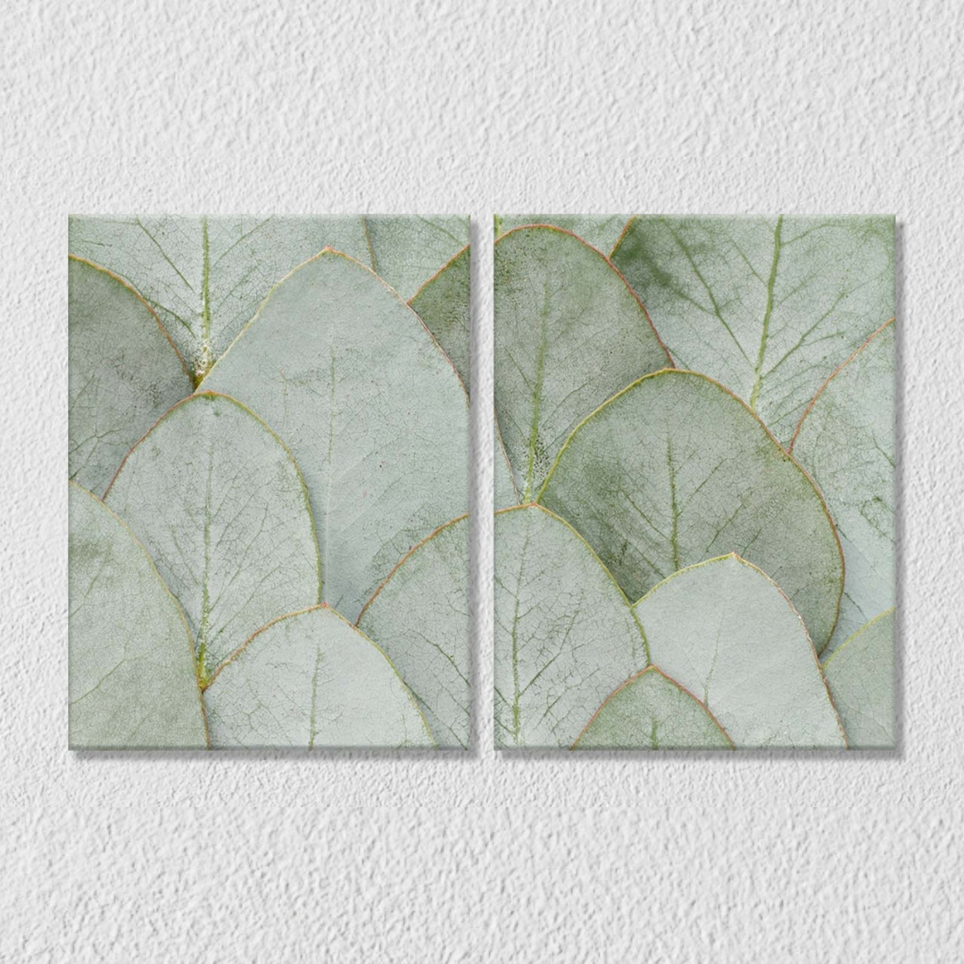 Green Gold Leaves, Set Of 2