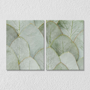 Green Gold Leaves, Set Of 2