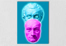 Blue Pink Face Ancient Sculpture Art