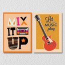 Funky Cassette And Guitar Wall Art, Set Of 2