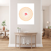 Om With Orange Rays Self Adhesive Sticker Poster