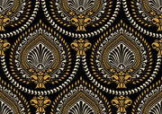 Yellow Black Leaf Mandala Art Self Adhesive Sticker For Table