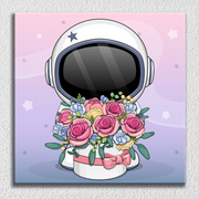 Kid Astronaut And Flowers Art
