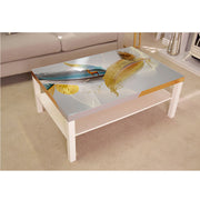 Gold Blue Feather Art Self Adhesive Sticker For Table