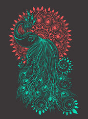 Green Red Peacock Art Self Adhesive Sticker For Refrigerator