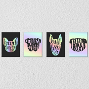 Dog Face Silhouette Wall Art, Set Of 4