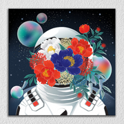 Astronaut Pretty Flowers Art