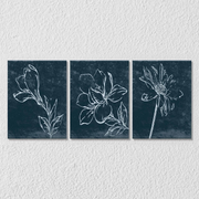 Blue Floral Rustic, Set Of 3