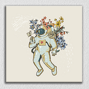 Astronaut Floral Pink Art