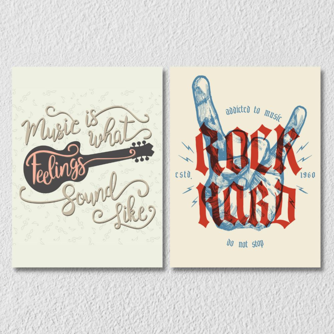 Rock Music Wall Art, Set Of 2