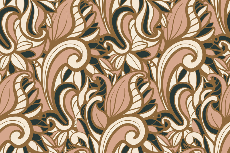 Brown Floral Self Adhesive Sticker For Cabinet