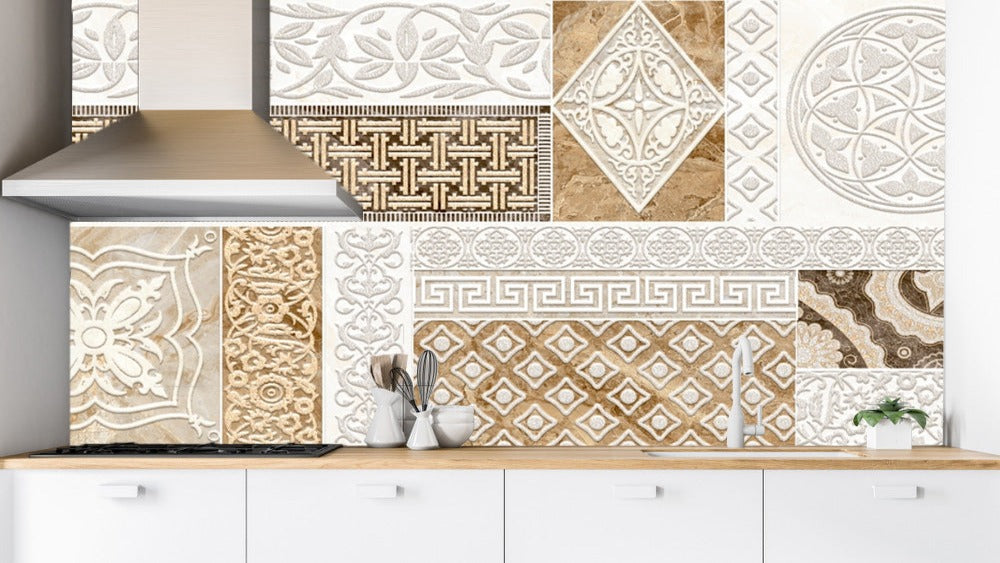 Beautiful Kitchen Tiles Pattern Customised Wallpaper