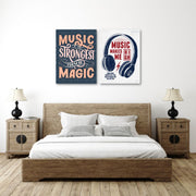 Music Quote And Headphone Wall Art, Set Of 2