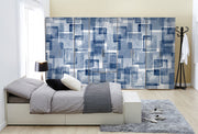 Blue Shaded 3D Boxes Self Adhesive Sticker For Wardrobe
