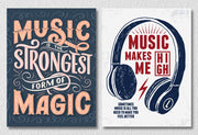 Music Quote And Headphone Wall Art, Set Of 2