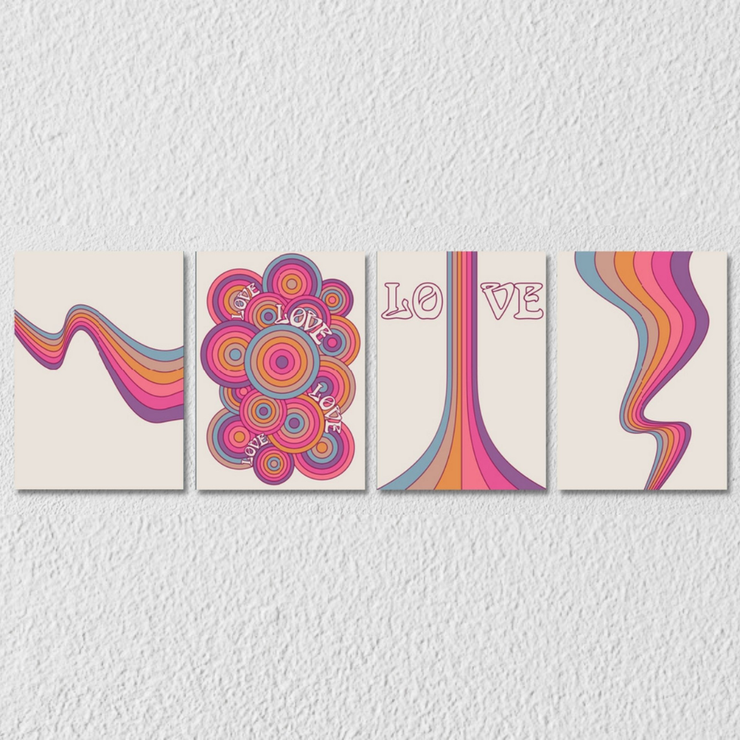 Psychedelic Wall Art, Set Of 4