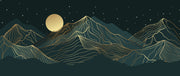 Golden Mountain Painting Self Adhesive Sticker For Wardrobe