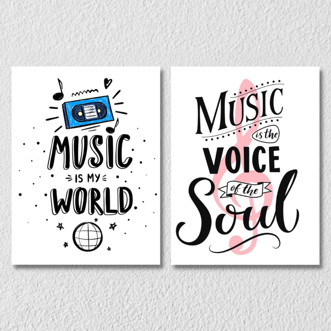 Funky Music Quote wall Art, Set Of 2