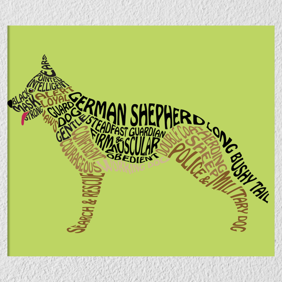 Green Background German Shepherd Wall Art
