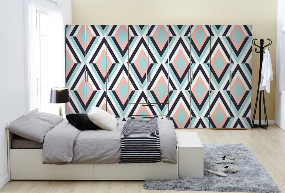 Diamond Shape 3D Pattern Self Adhesive Sticker For Wardrobe