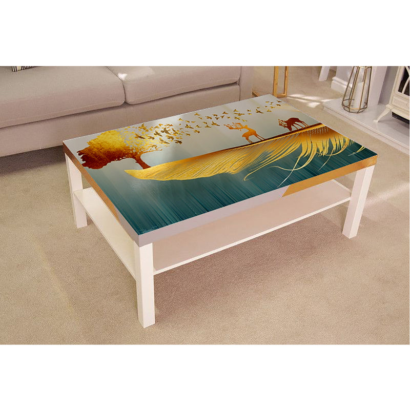 Golden Deer And Tree Painting Self Adhesive Sticker For Table