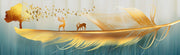 Golden Deer And Tree Painting Self Adhesive Sticker For Table