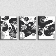 Astronaut Planet Grey Art, Set Of 3
