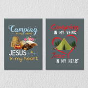 Jesus And Camping Wall Art, Set of 2
