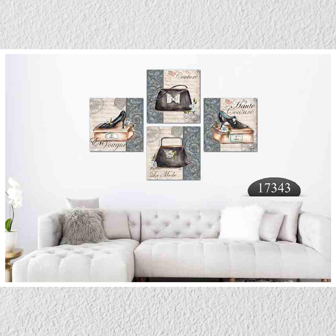Purse Heels Art, Set Of 4