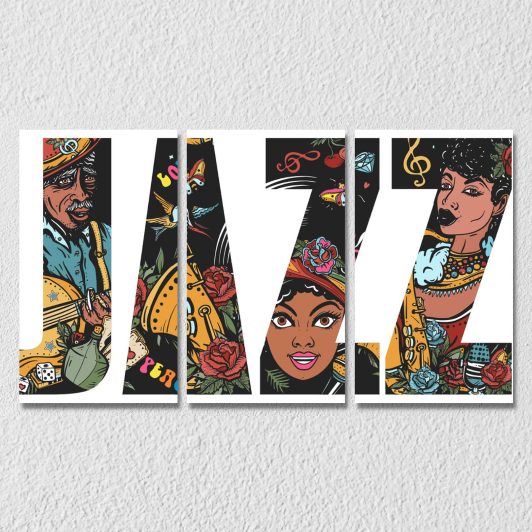 Graphic Music Typography Wall Art, Set Of 3