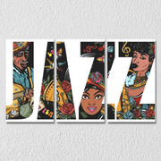 Graphic Music Typography Wall Art, Set Of 3