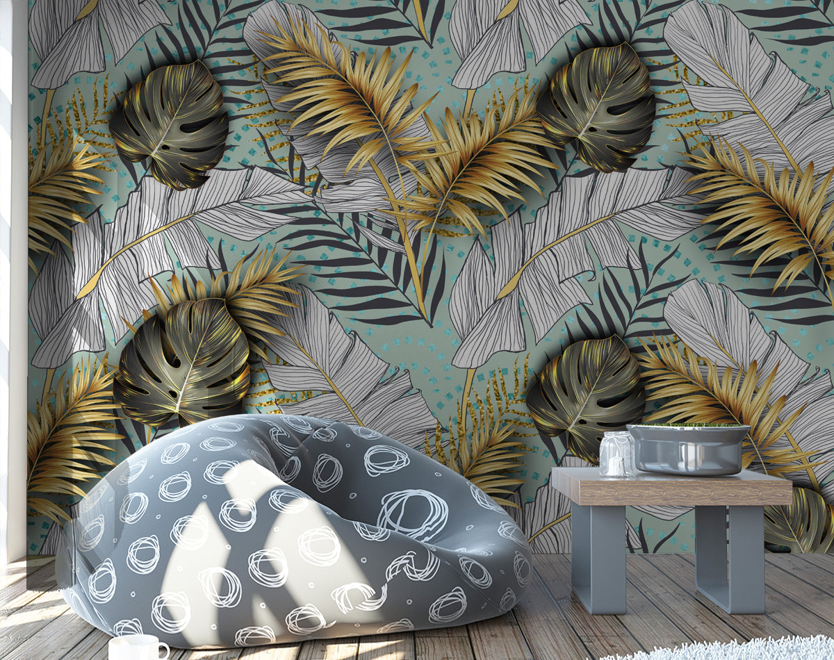 3D leaves Customised wallpaper for wall
