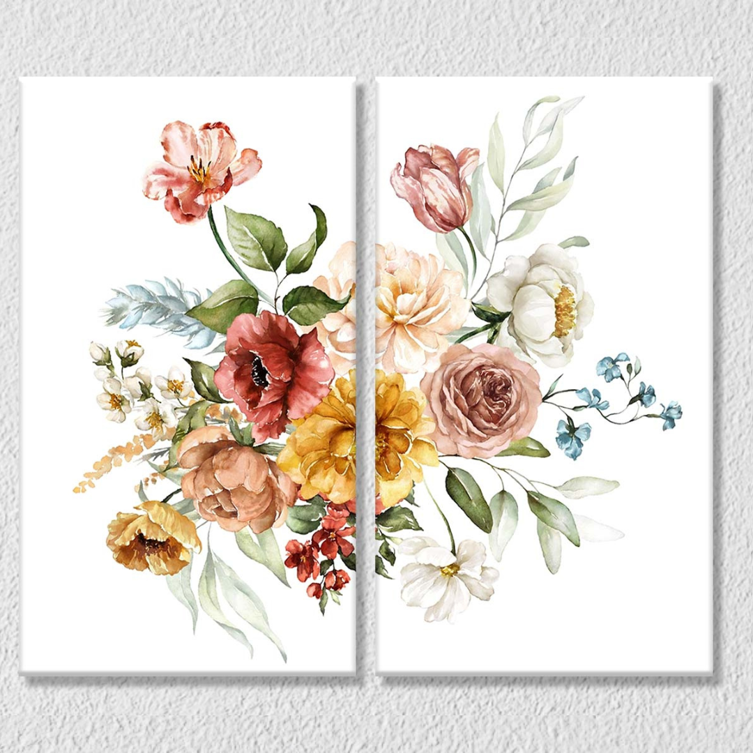 Beautiful Floral Art, Set Of 2