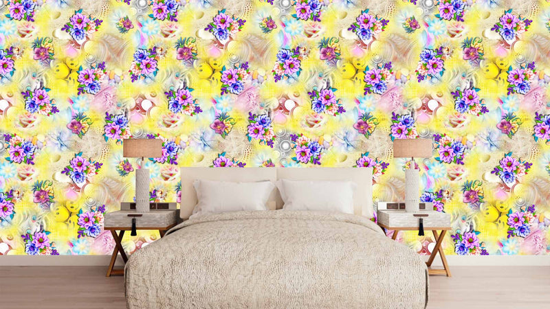 Floral Yellow Faded Wallpaper