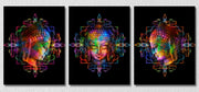 Psychedelic Buddha Face, Set Of 3