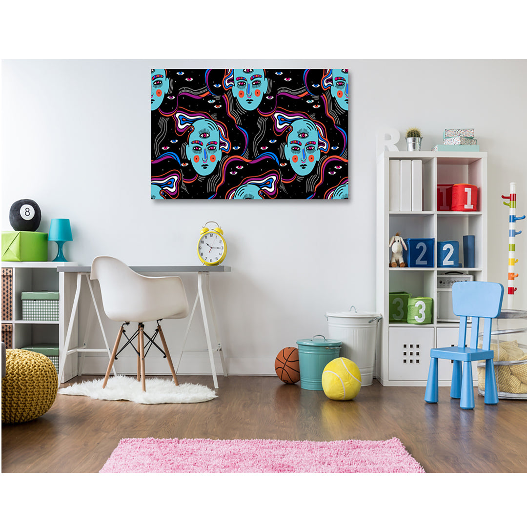 Blue Skull Art Self Adhesive Sticker Poster