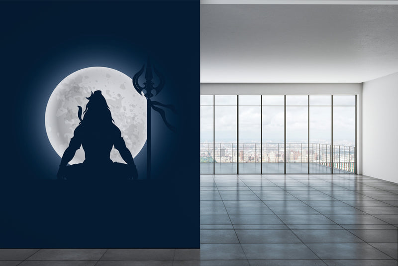 Shiva And the moon Wallpaper