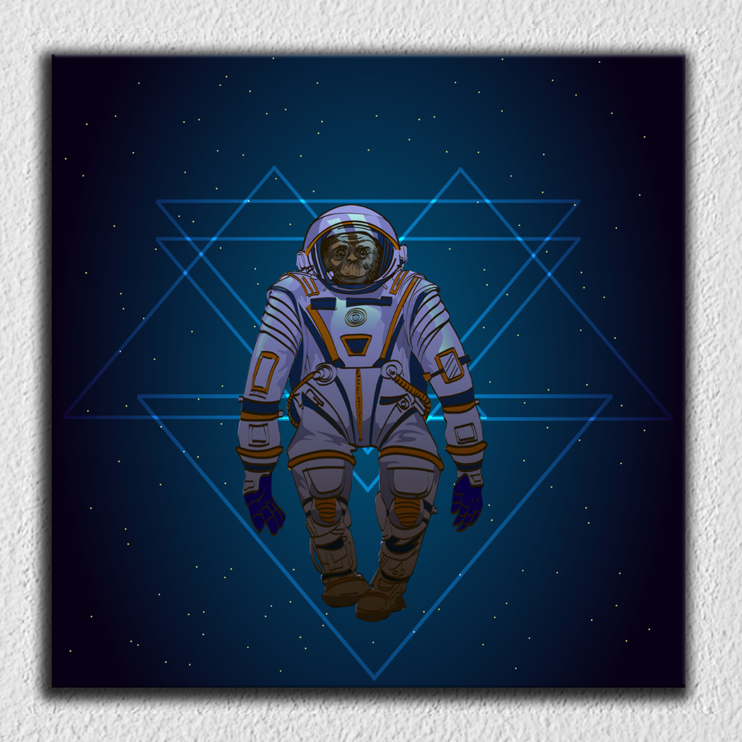 Blue Space Shape Monkey Art