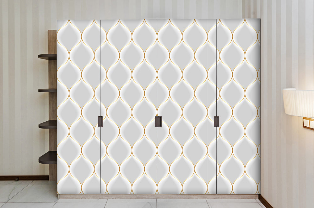 White Gold 3D Self Adhesive Sticker For Wardrobe