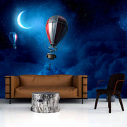 3D Hot air baloon in the sky cute blue wallpaper