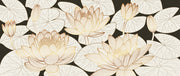 Cream Colour Lotus Painting Self Adhesive Sticker For Wardrobe