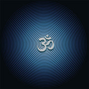 White Om In Blue Circle Self Adhesive Sticker For Wardrobe