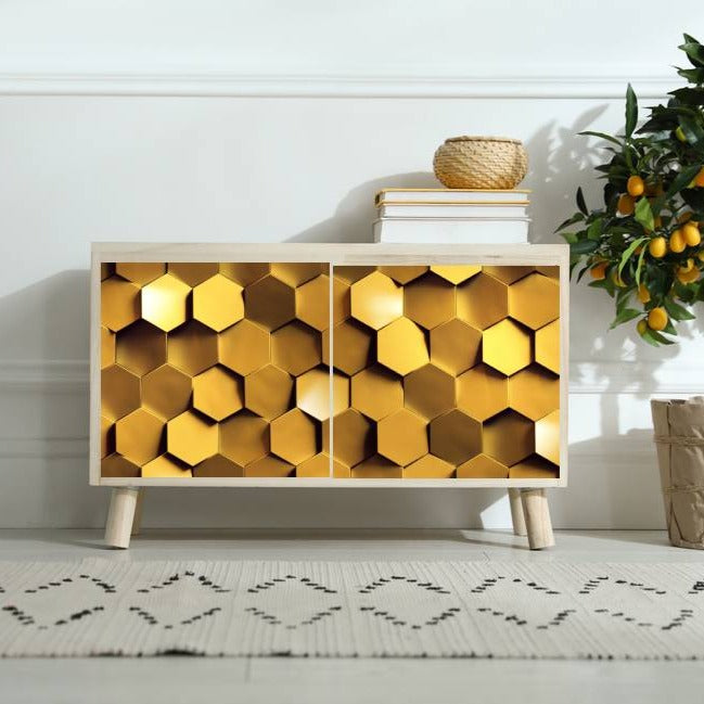 3D Golden Hexagon Sticker
