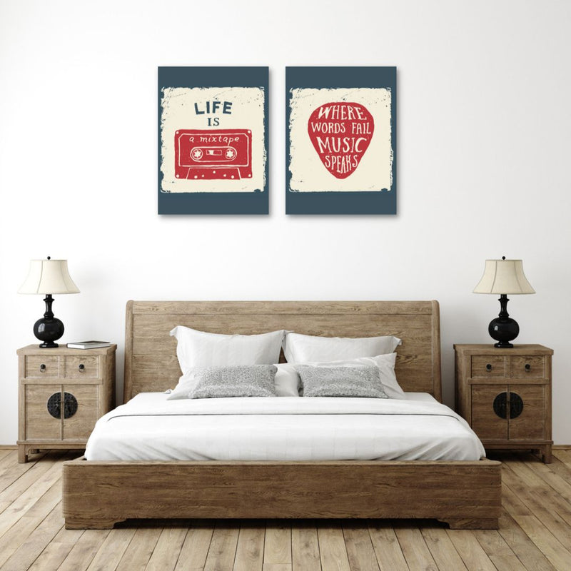 Vintage Music Quote Wall Art, Set Of 2