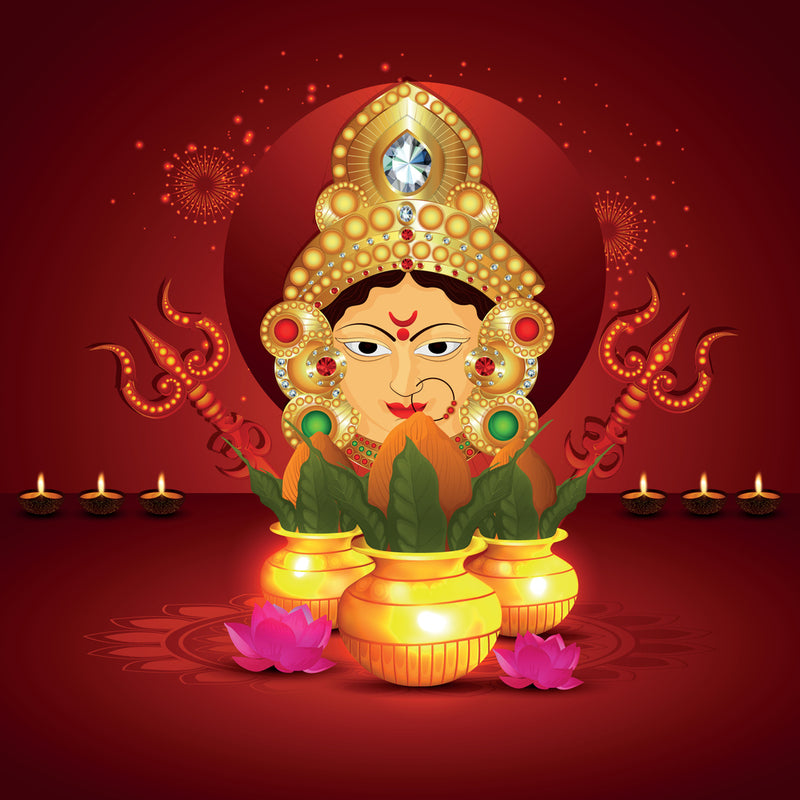 Durga With Kalash Self Adhesive Sticker Poster